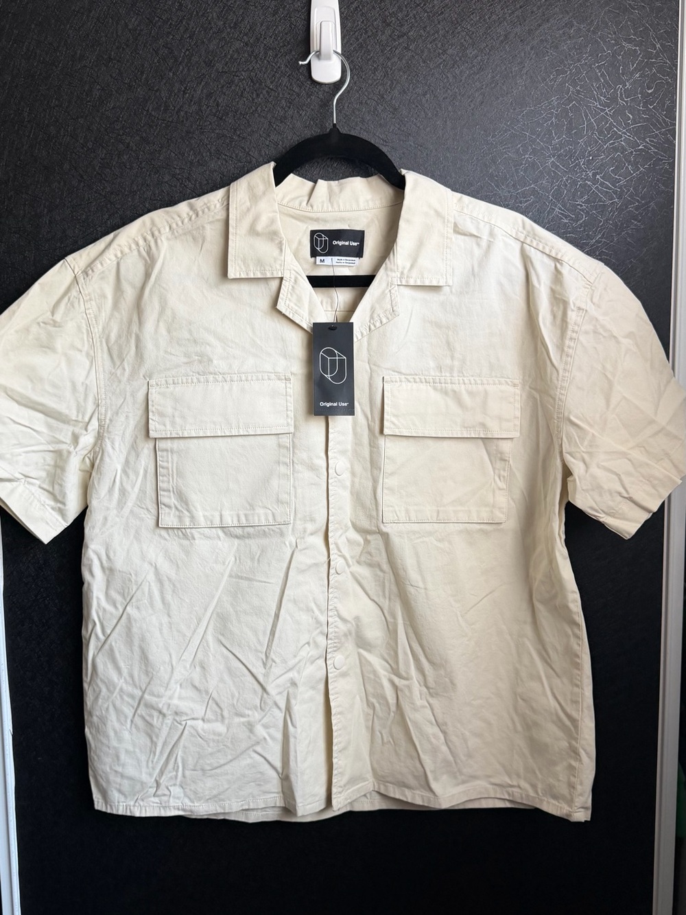 Original Use Cream Short-Sleeve Utility Shirt with Flap Pockets